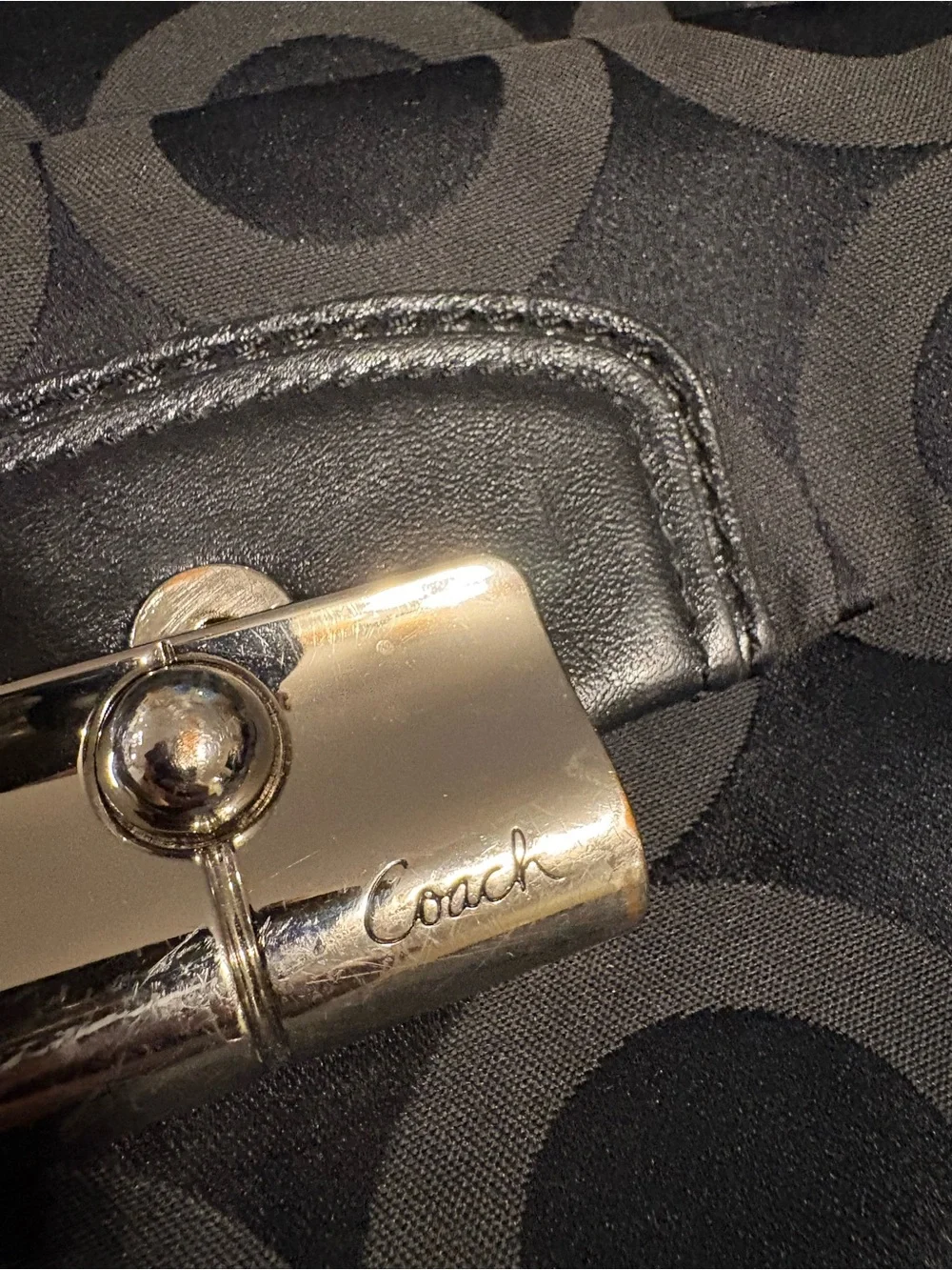 COACH Viral authentic Kristin Op Art hobo Bag Black Vintage Y2K Shoulder Purse